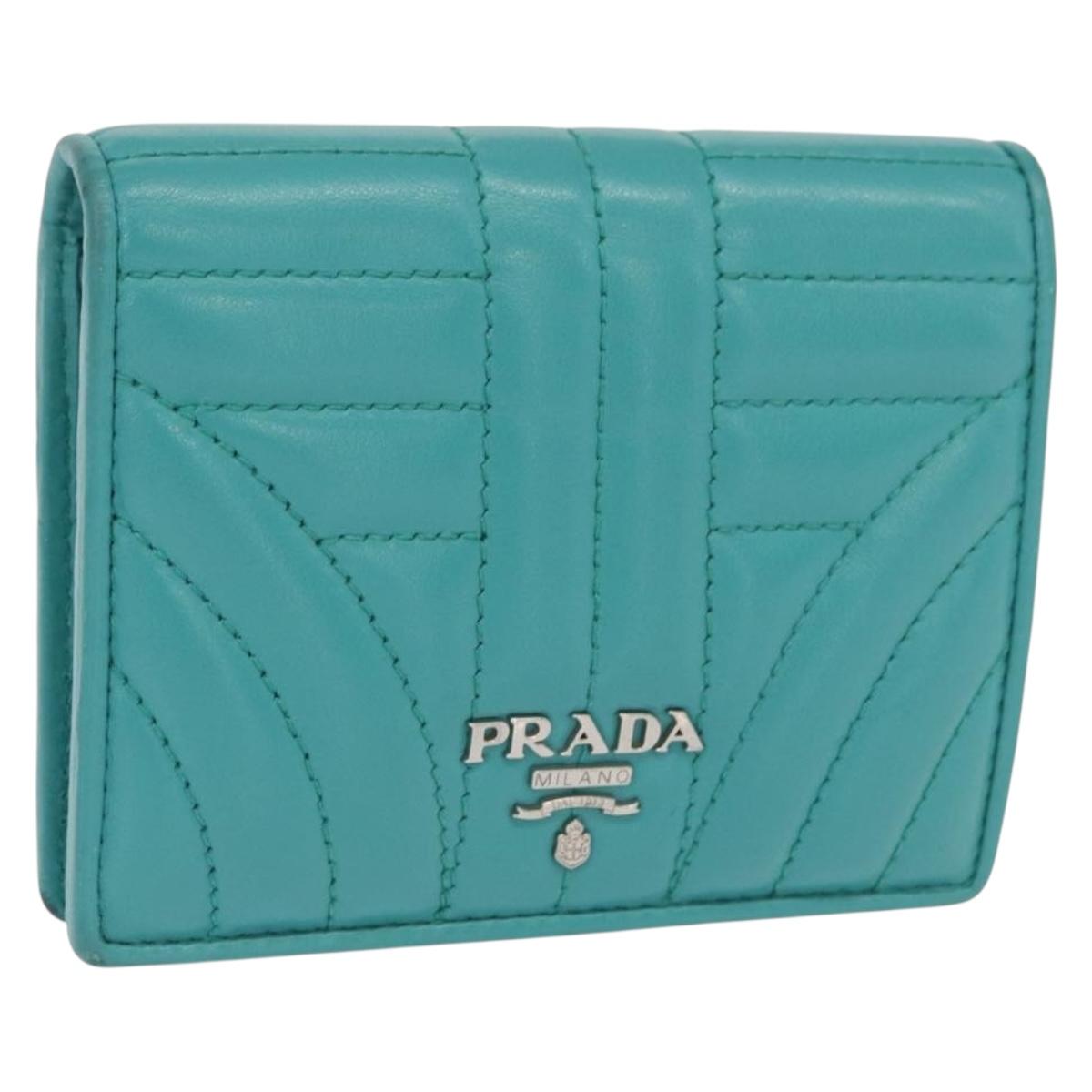 PRADA Compact Wallet Leather Emerald Green