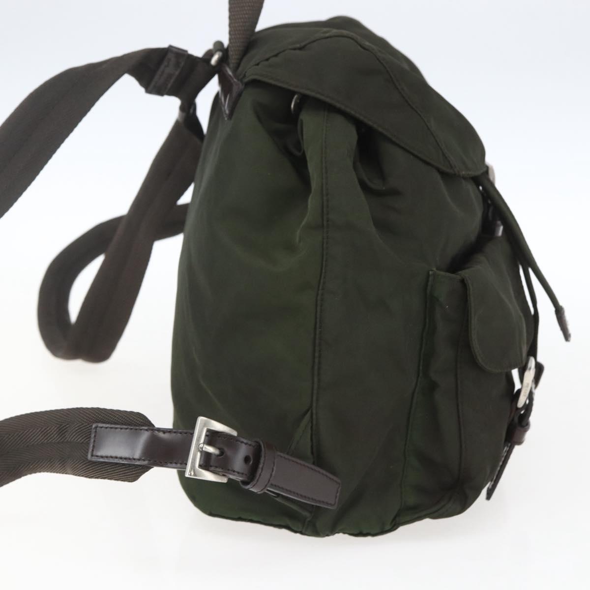 PRADA Backpack Nylon Khaki Silver