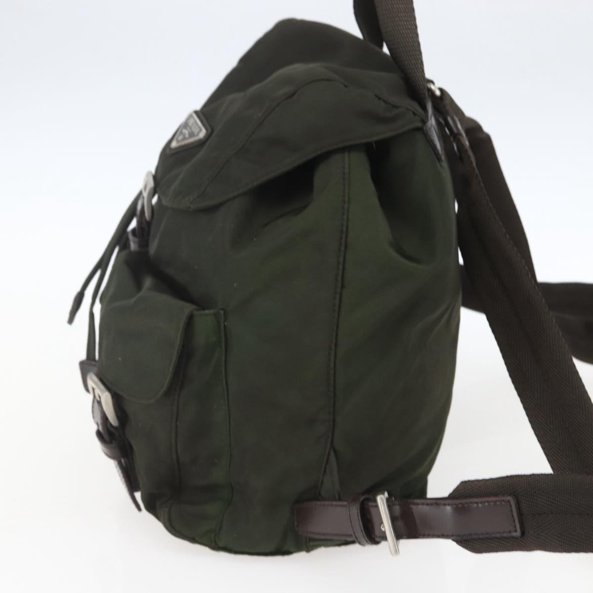 PRADA Backpack Nylon Khaki Silver