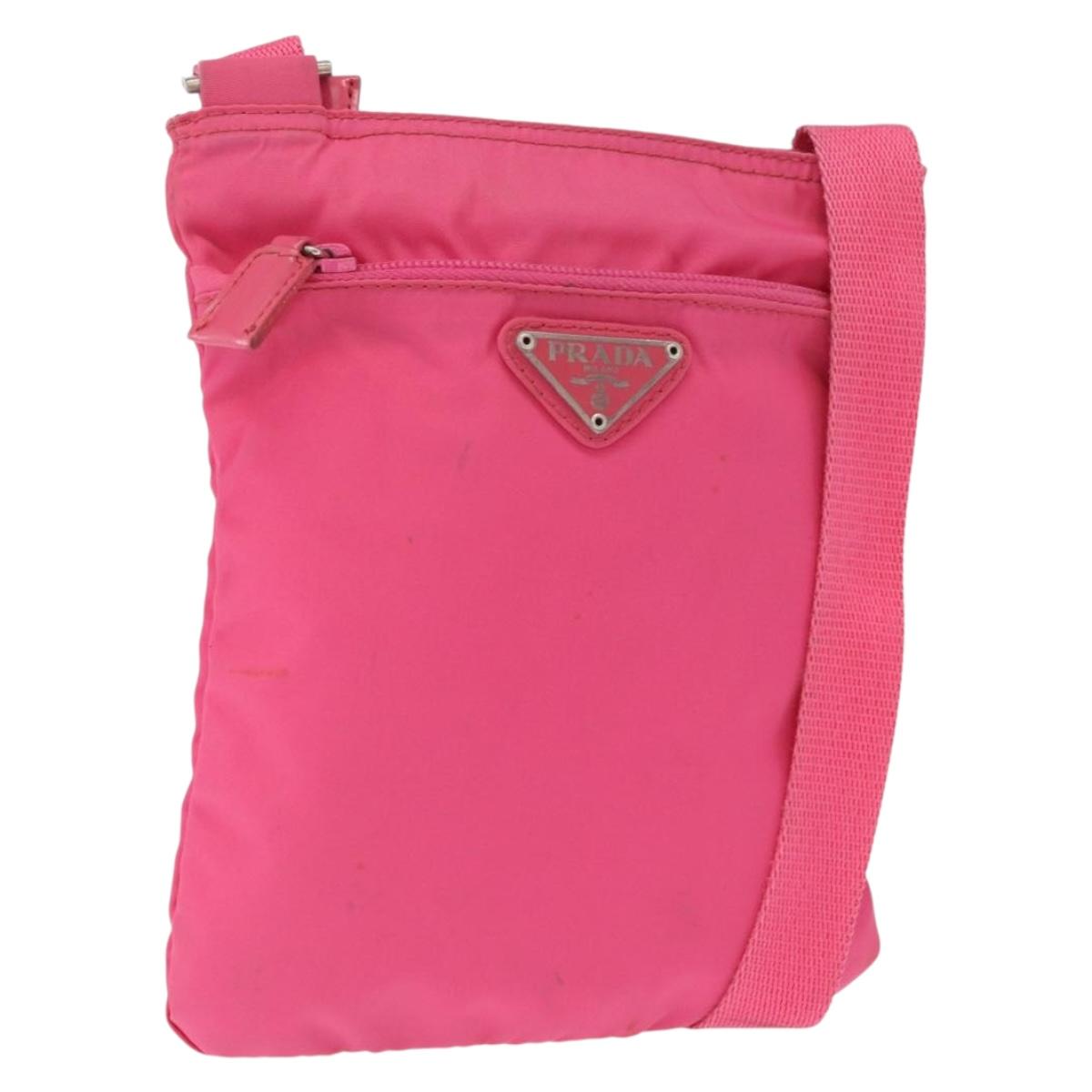 PRADA Shoulder Bag Nylon Pink Silver
