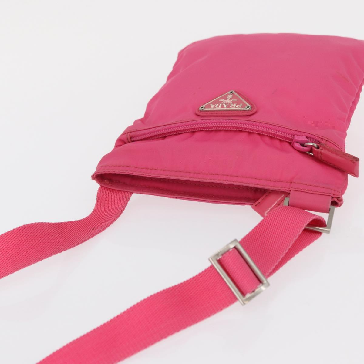 PRADA Shoulder Bag Nylon Pink Silver
