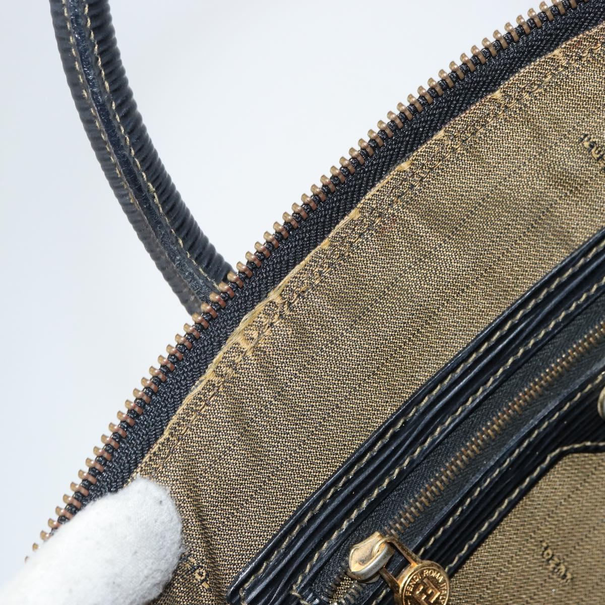 FENDI Zucca Canvas Hand Bag Black Brown