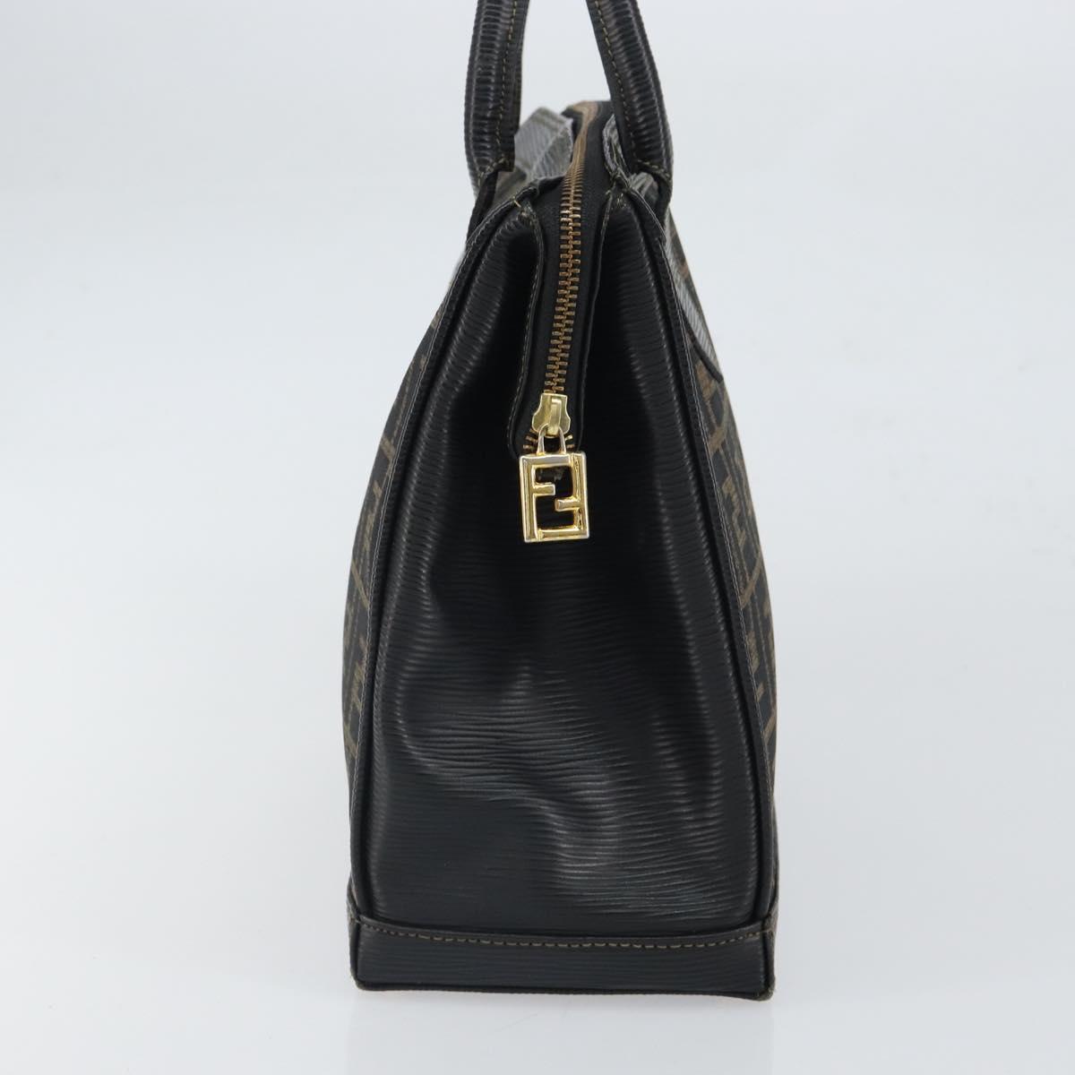FENDI Zucca Canvas Hand Bag Black Brown