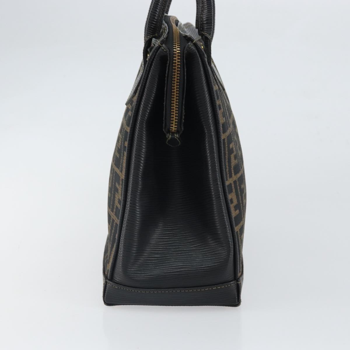 FENDI Zucca Canvas Hand Bag Black Brown