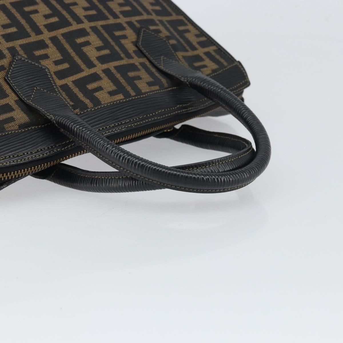 FENDI Zucca Canvas Hand Bag Black Brown