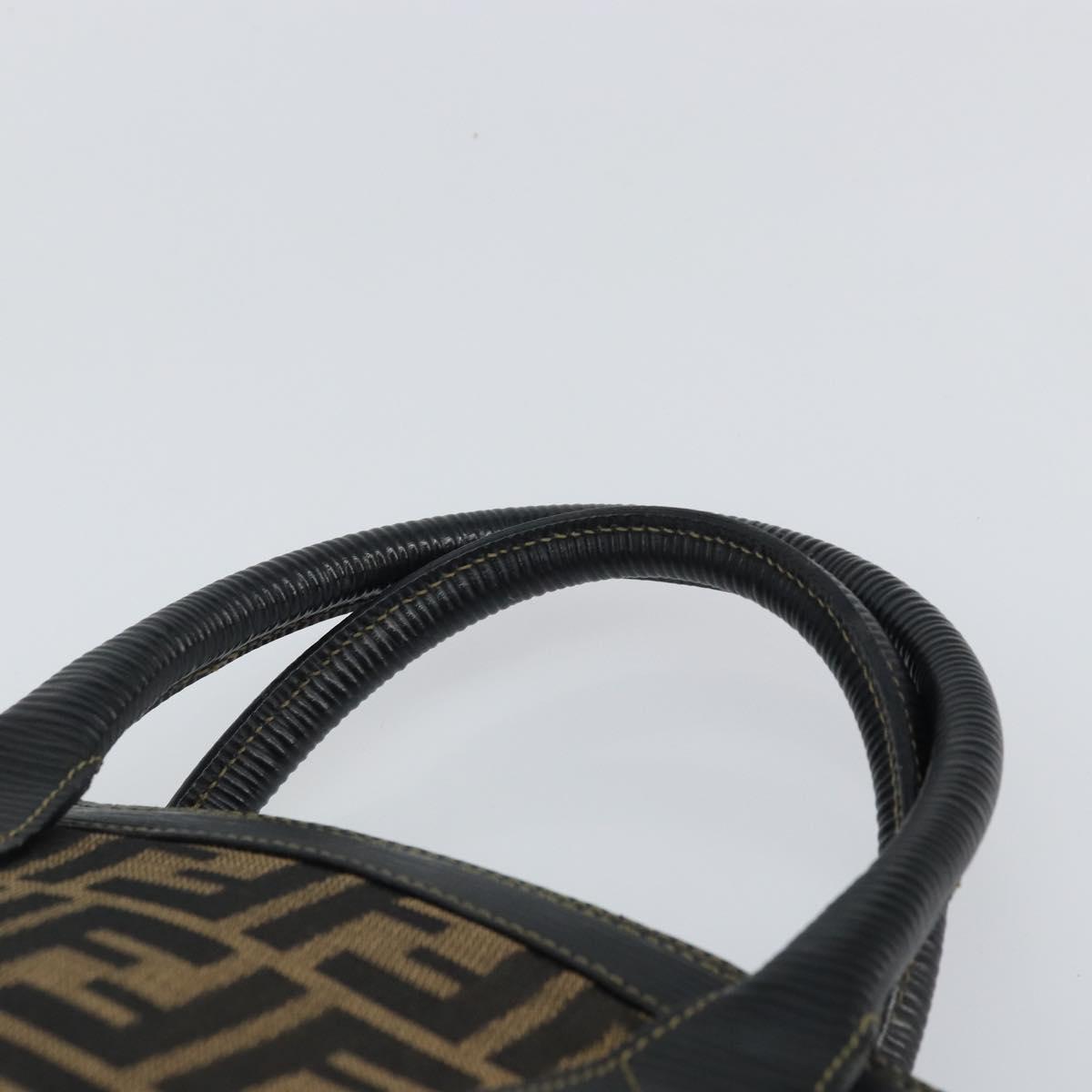 FENDI Zucca Canvas Hand Bag Black Brown