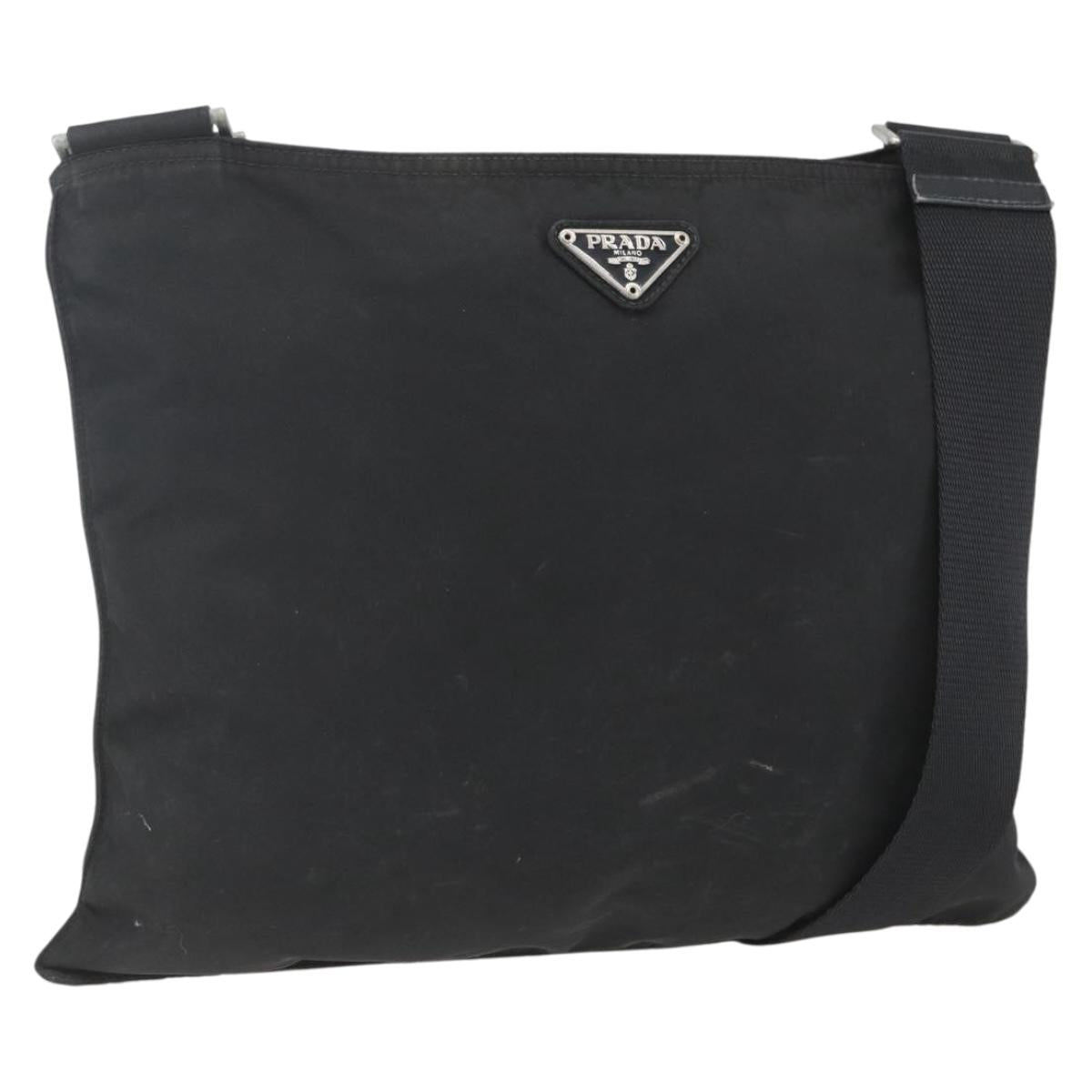 PRADA Shoulder Bag Nylon Black Silver