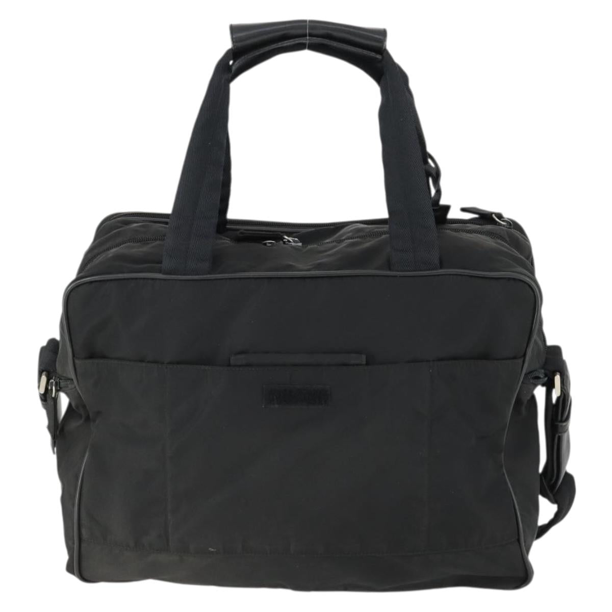 PRADA Hand Bag Nylon 2way Black Silver