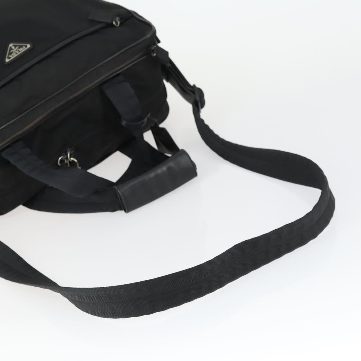 PRADA Hand Bag Nylon 2way Black Silver