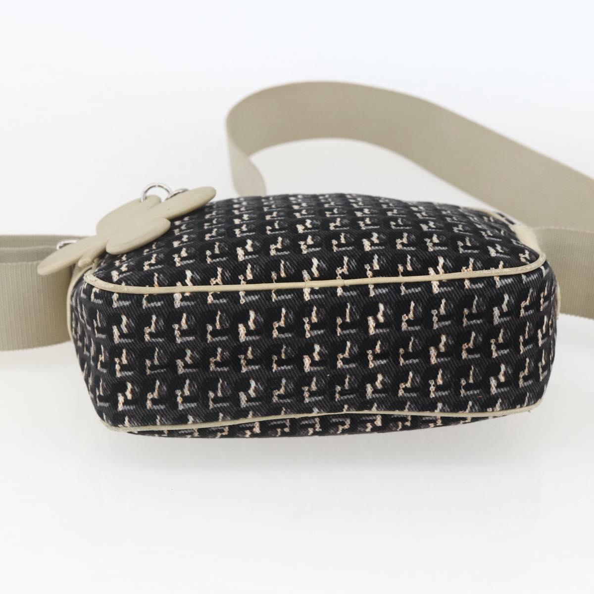 CHANEL Shoulder Bag Canvas Black Silver CC