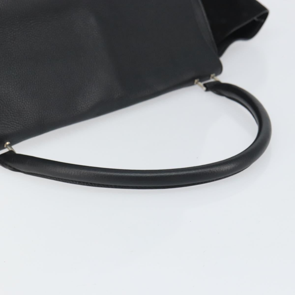CELINE Trapeze Hand Bag Leather Suede Black Silver