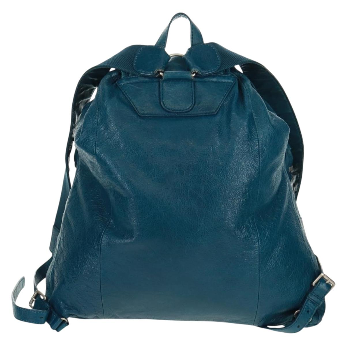 BALENCIAGA Backpack Leather Blue Silver 326404