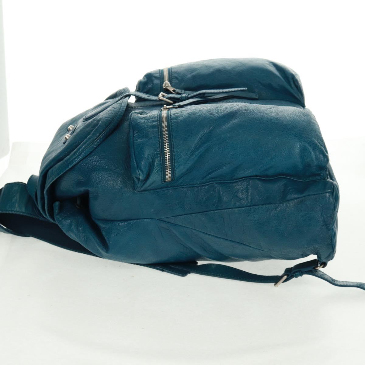 BALENCIAGA Backpack Leather Blue Silver 326404