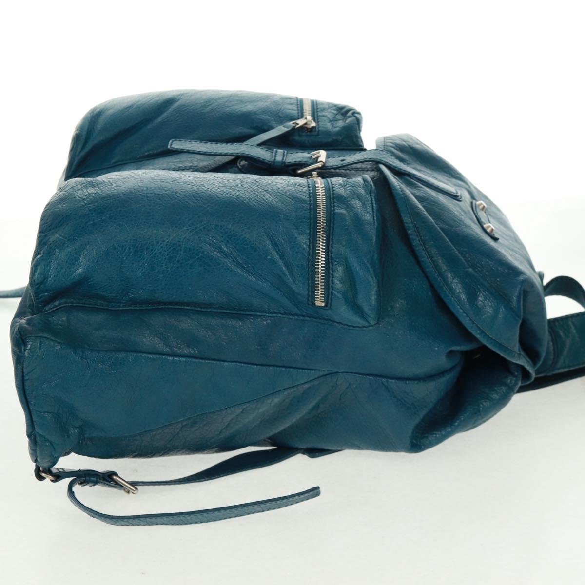 BALENCIAGA Backpack Leather Blue Silver 326404