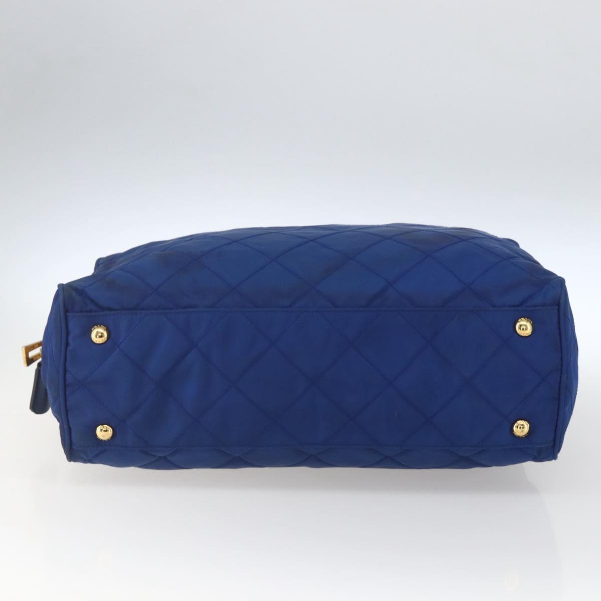 PRADA Chain Shoulder Bag Nylon Blue Gold