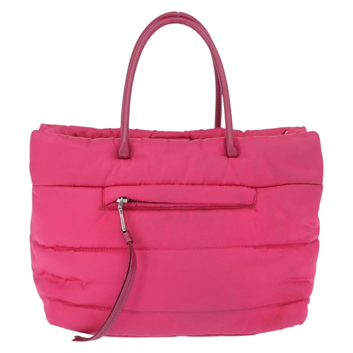 PRADA Hand Bag Nylon Pink Silver