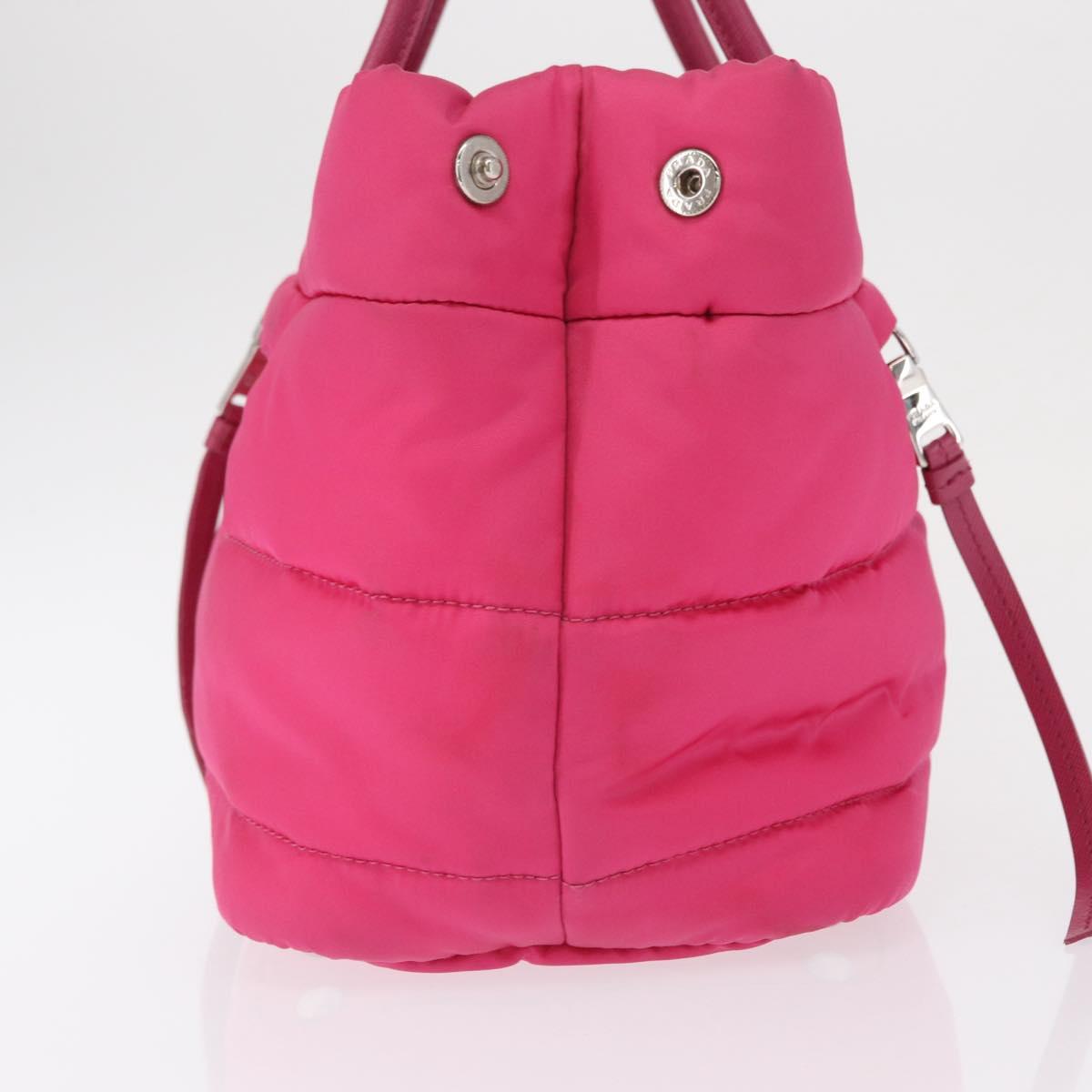 PRADA Hand Bag Nylon Pink Silver