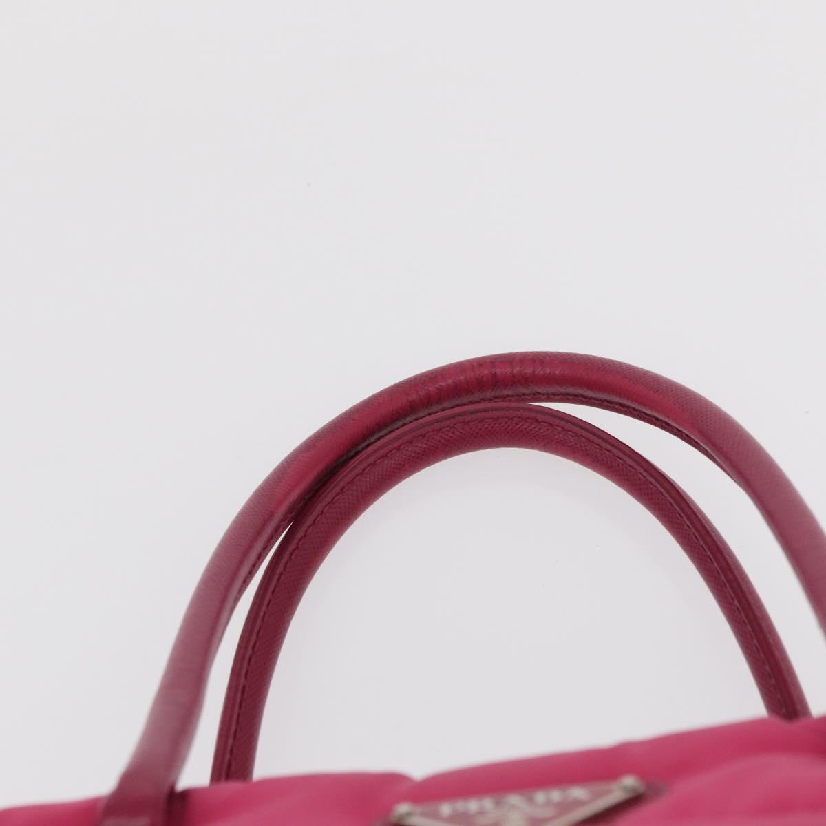 PRADA Hand Bag Nylon Pink Silver