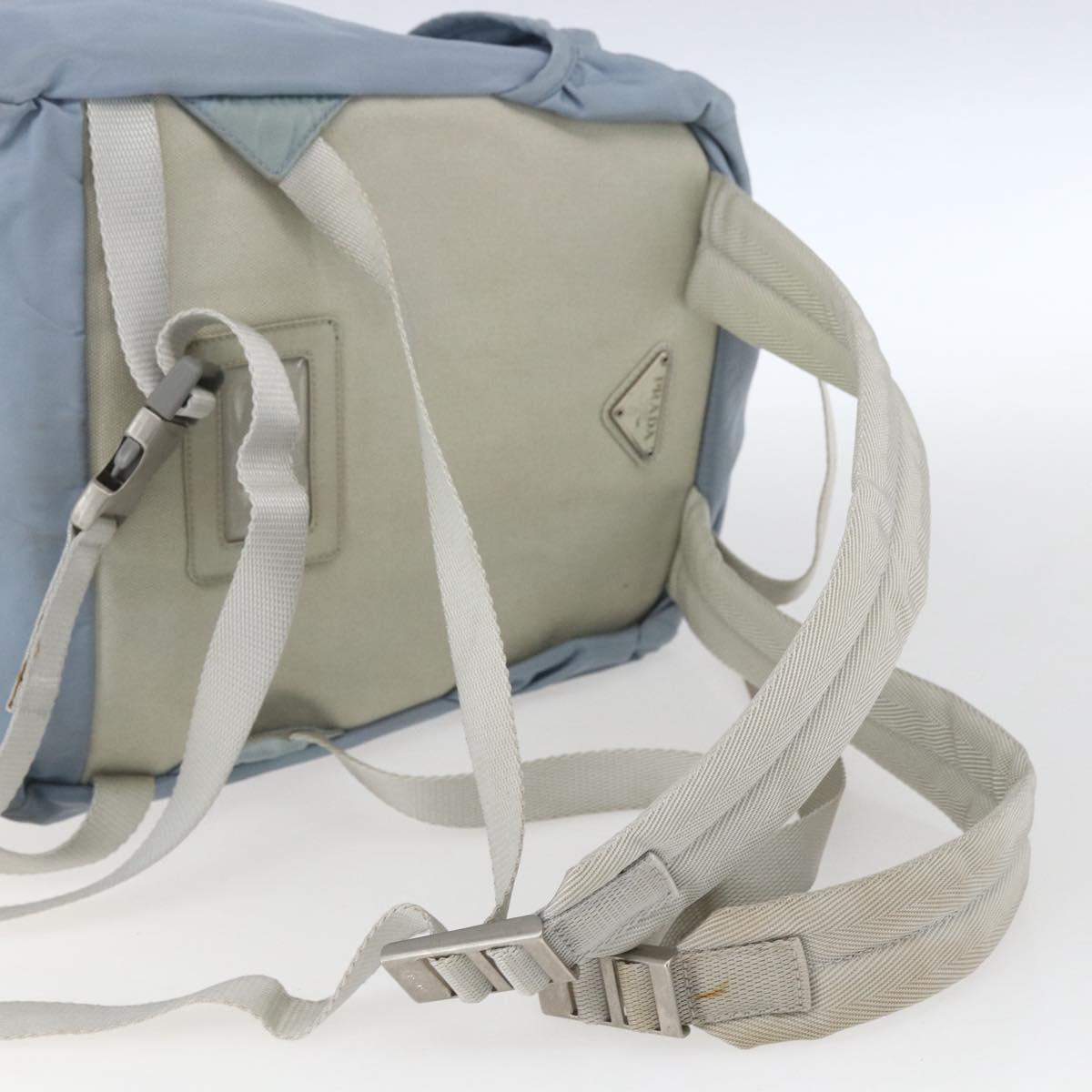 PRADA Backpack Nylon Light Blue Silver