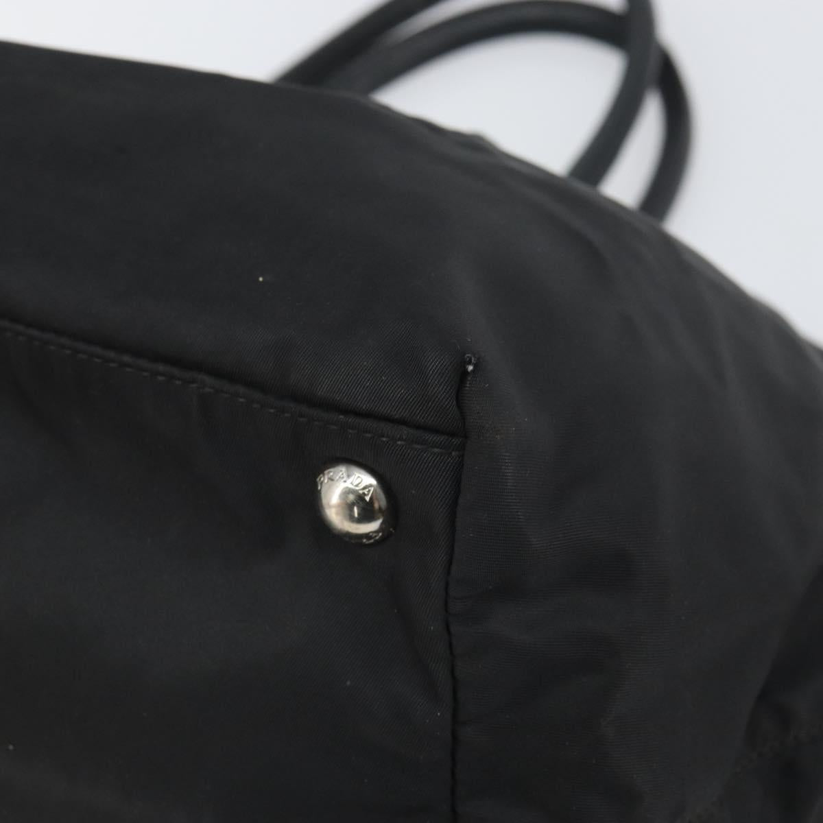 PRADA Hand Bag Nylon Black Silver