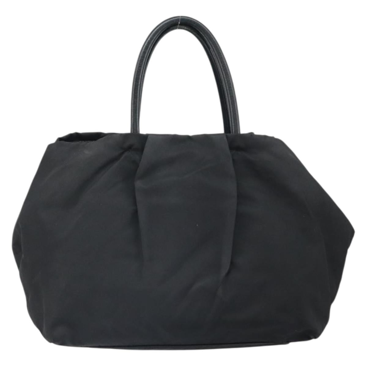 PRADA Hand Bag Nylon Black Silver