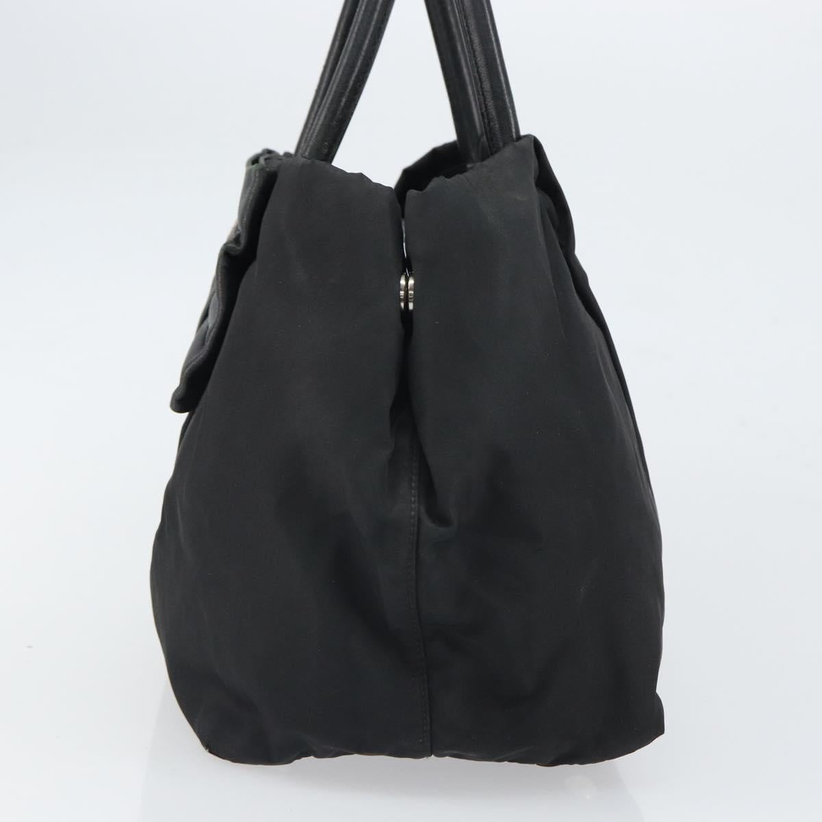 PRADA Hand Bag Nylon Black Silver