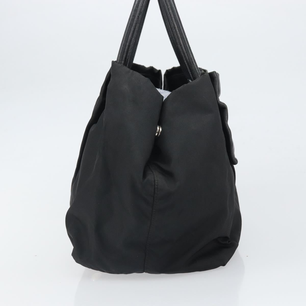 PRADA Hand Bag Nylon Black Silver