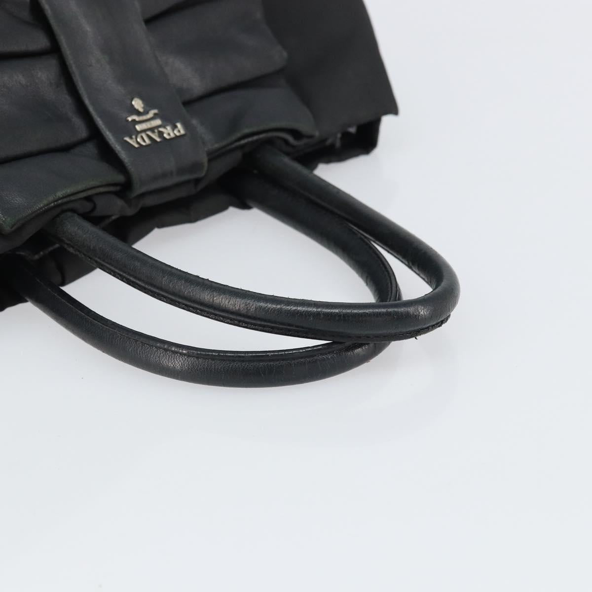 PRADA Hand Bag Nylon Black Silver
