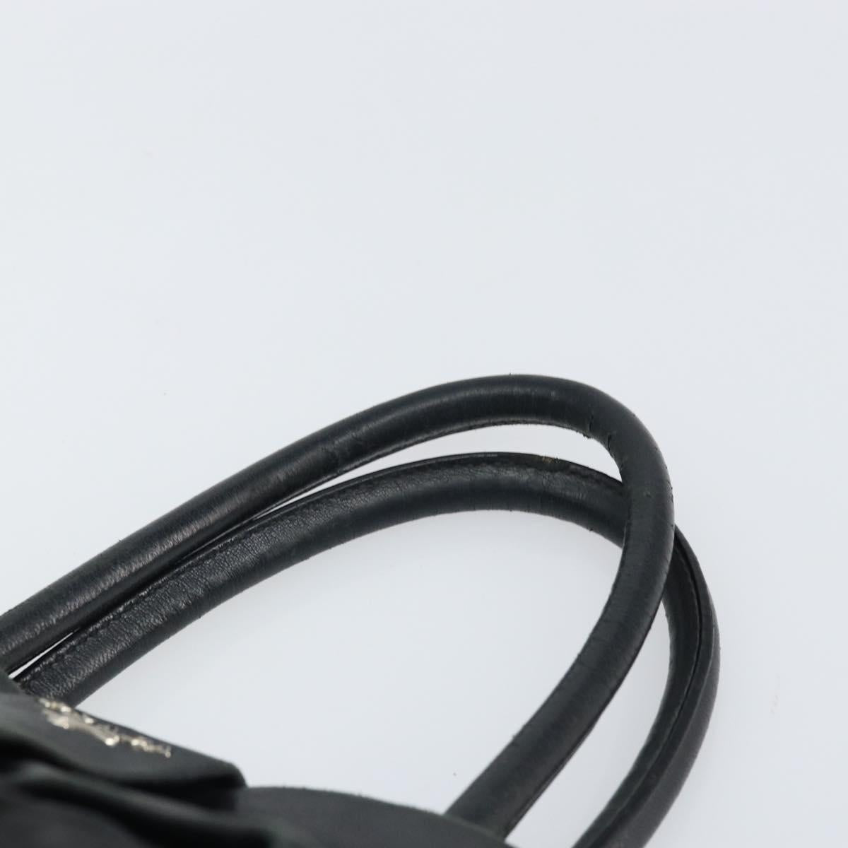 PRADA Hand Bag Nylon Black Silver
