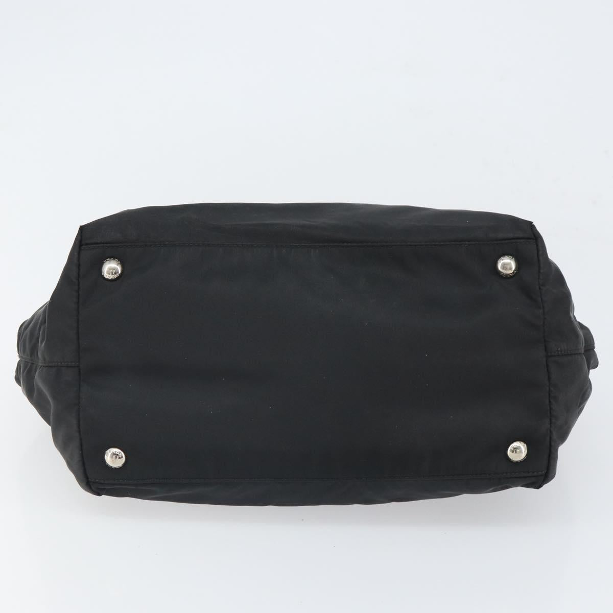 PRADA Hand Bag Nylon Black Silver