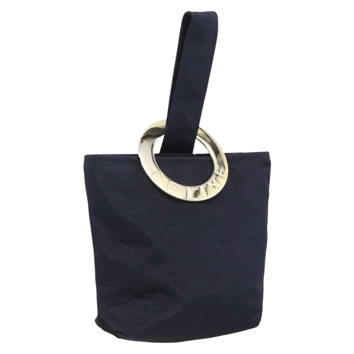 CELINE Circle Pouch Nylon Navy Gold