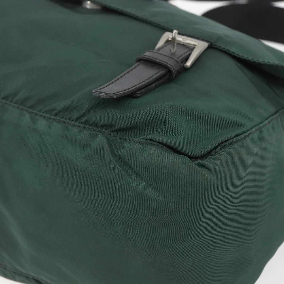 PRADA Shoulder Bag Nylon Green Silver