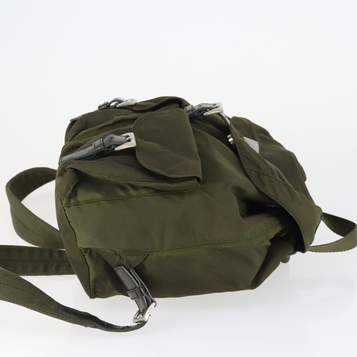 PRADA Backpack Nylon Khaki Silver