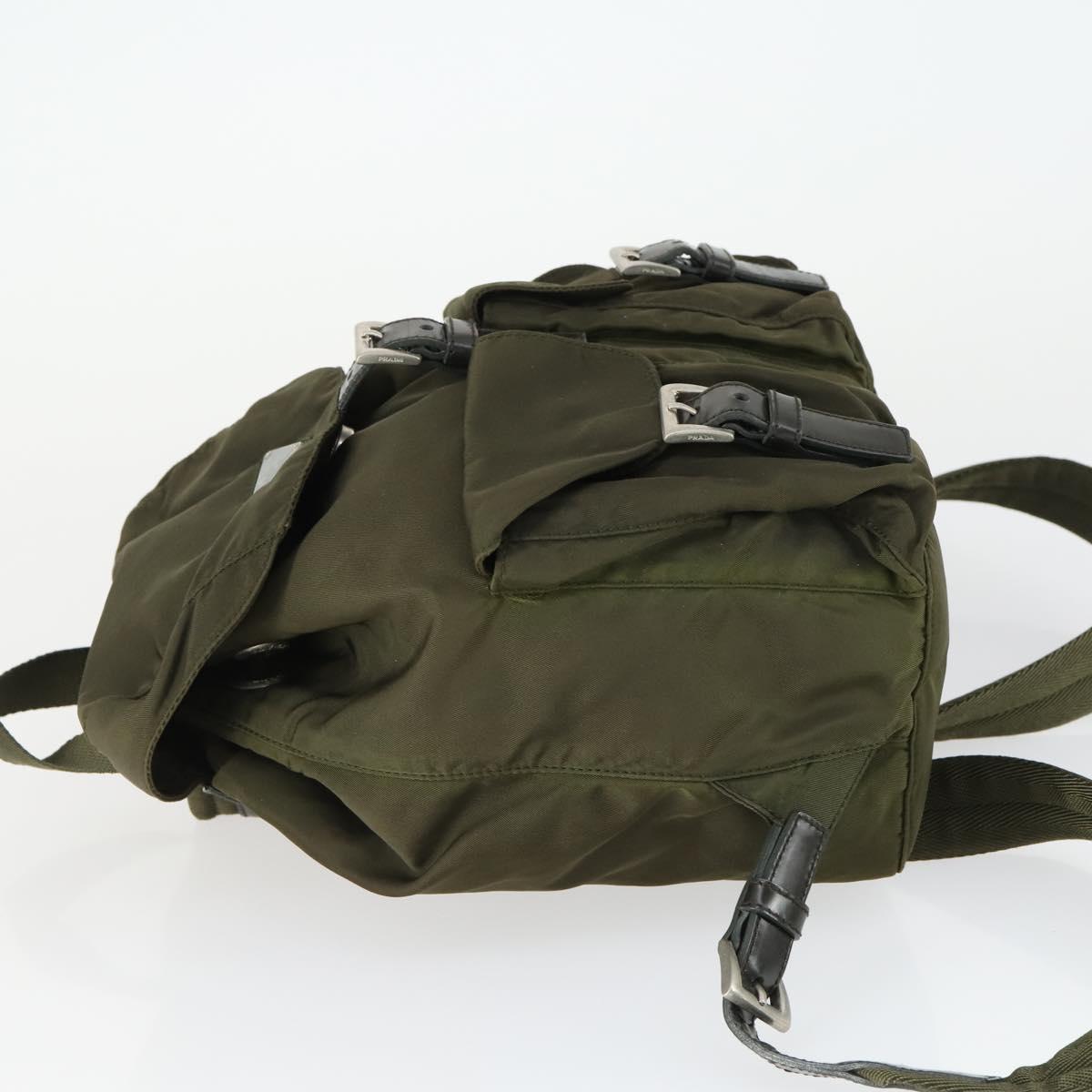 PRADA Backpack Nylon Khaki Silver