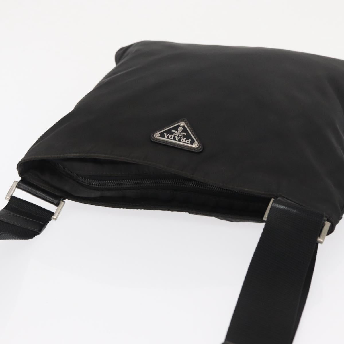 PRADA Shoulder Bag Nylon Black Silver