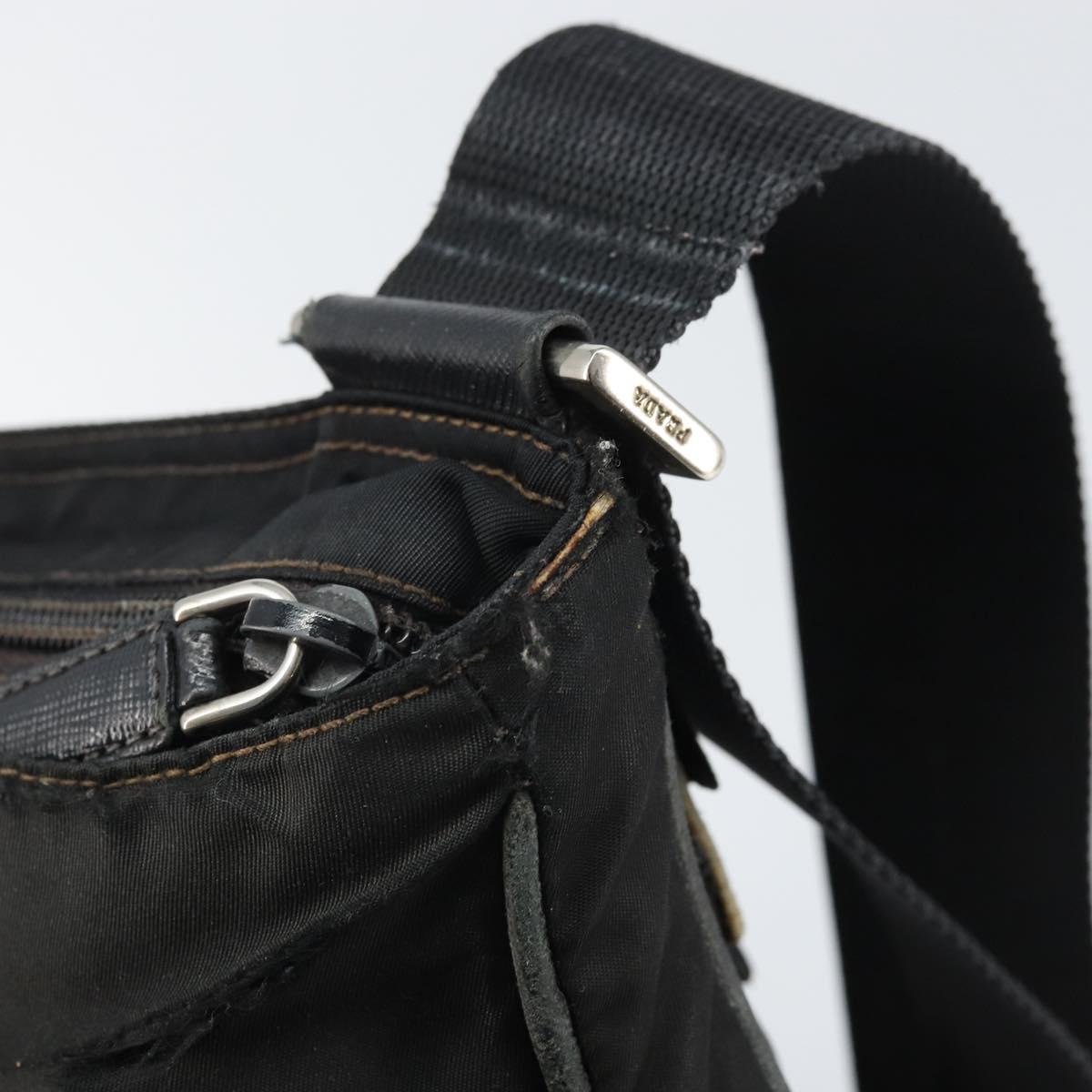PRADA Shoulder Bag Nylon Black Silver