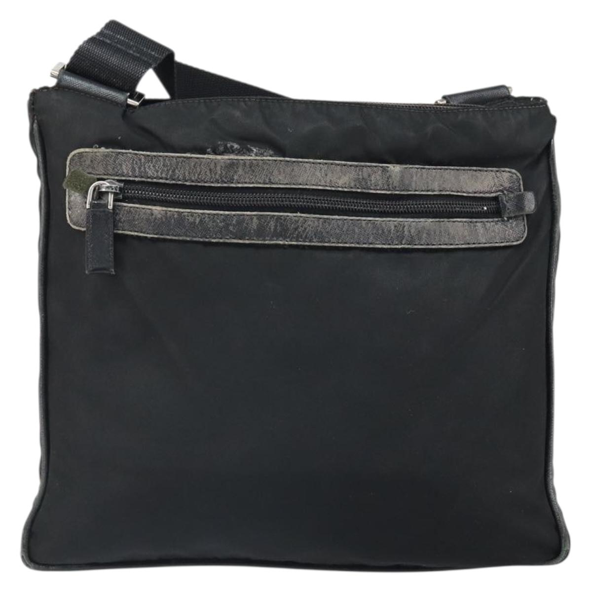 PRADA Shoulder Bag Nylon Black Silver