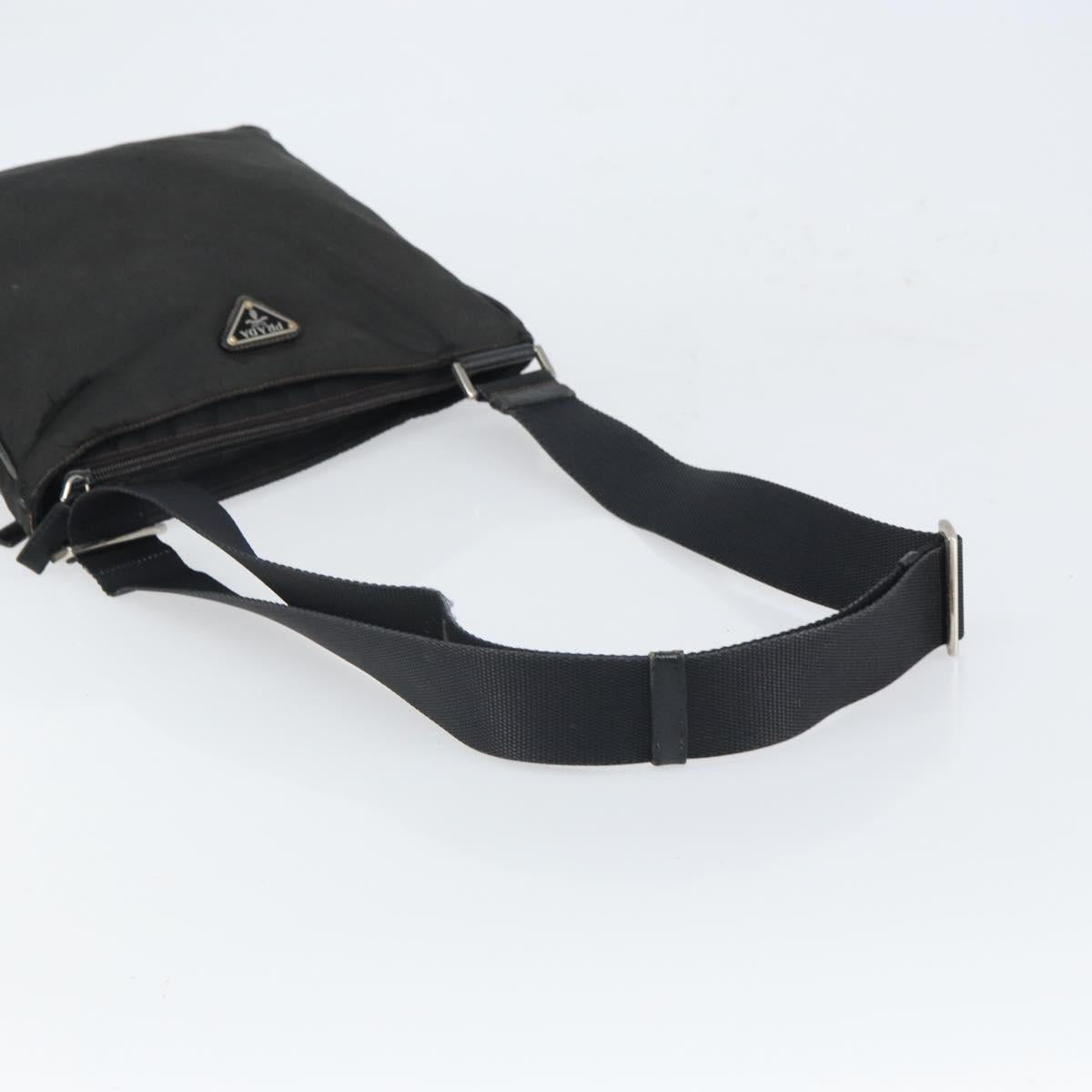 PRADA Shoulder Bag Nylon Black Silver