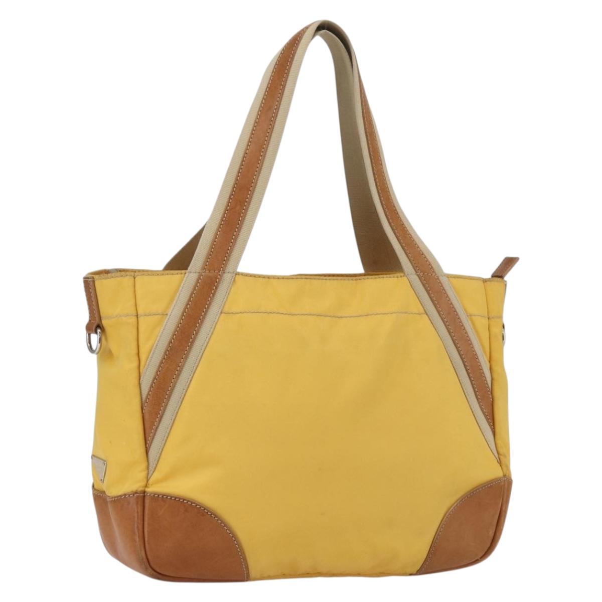 PRADA Tote Bag Nylon Yellow Silver