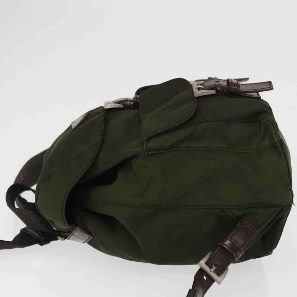 PRADA Backpack Nylon Khaki Silver