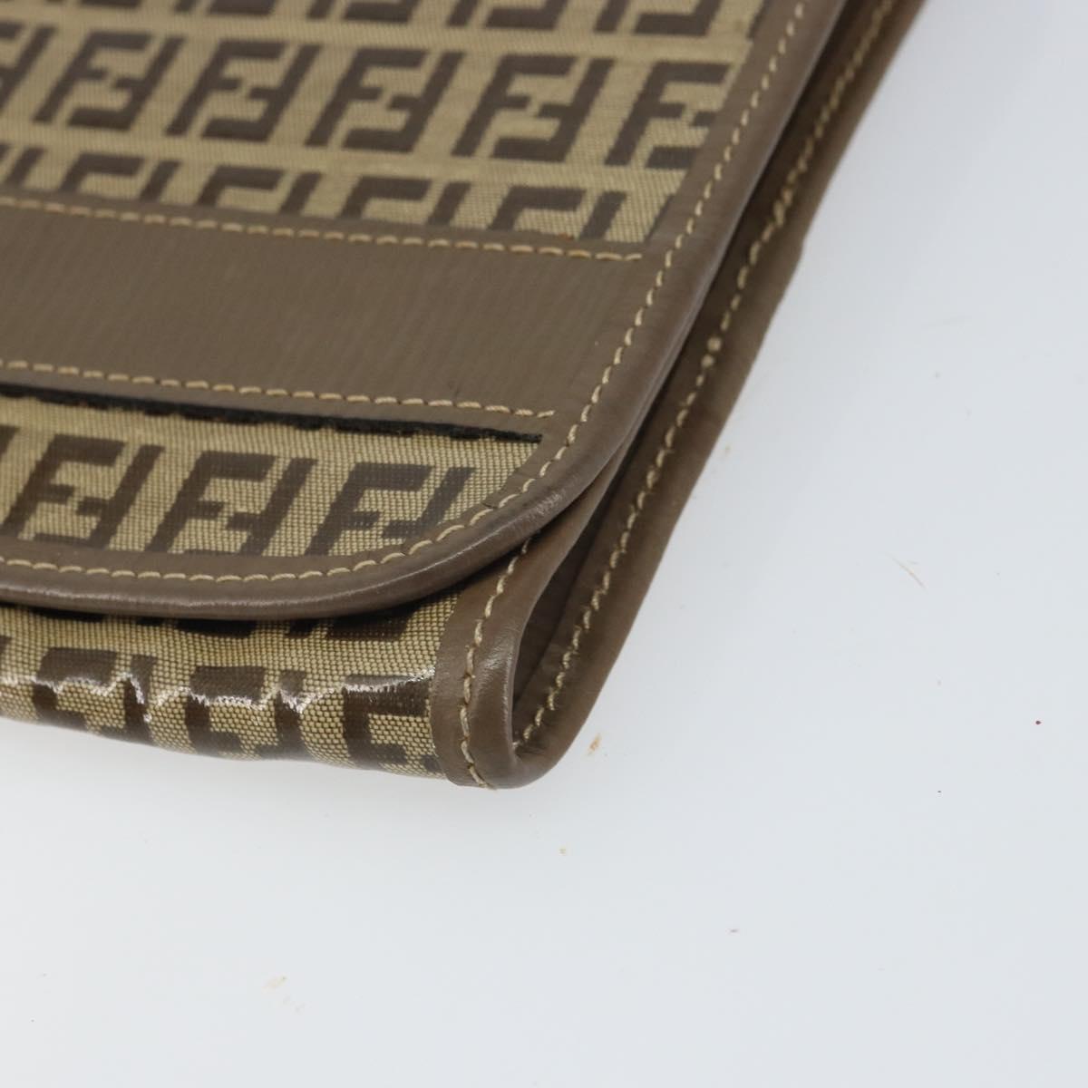 FENDI Zucchino Canvas Shoulder Bag Beige