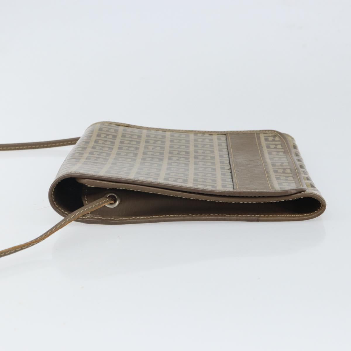 FENDI Zucchino Canvas Shoulder Bag Beige