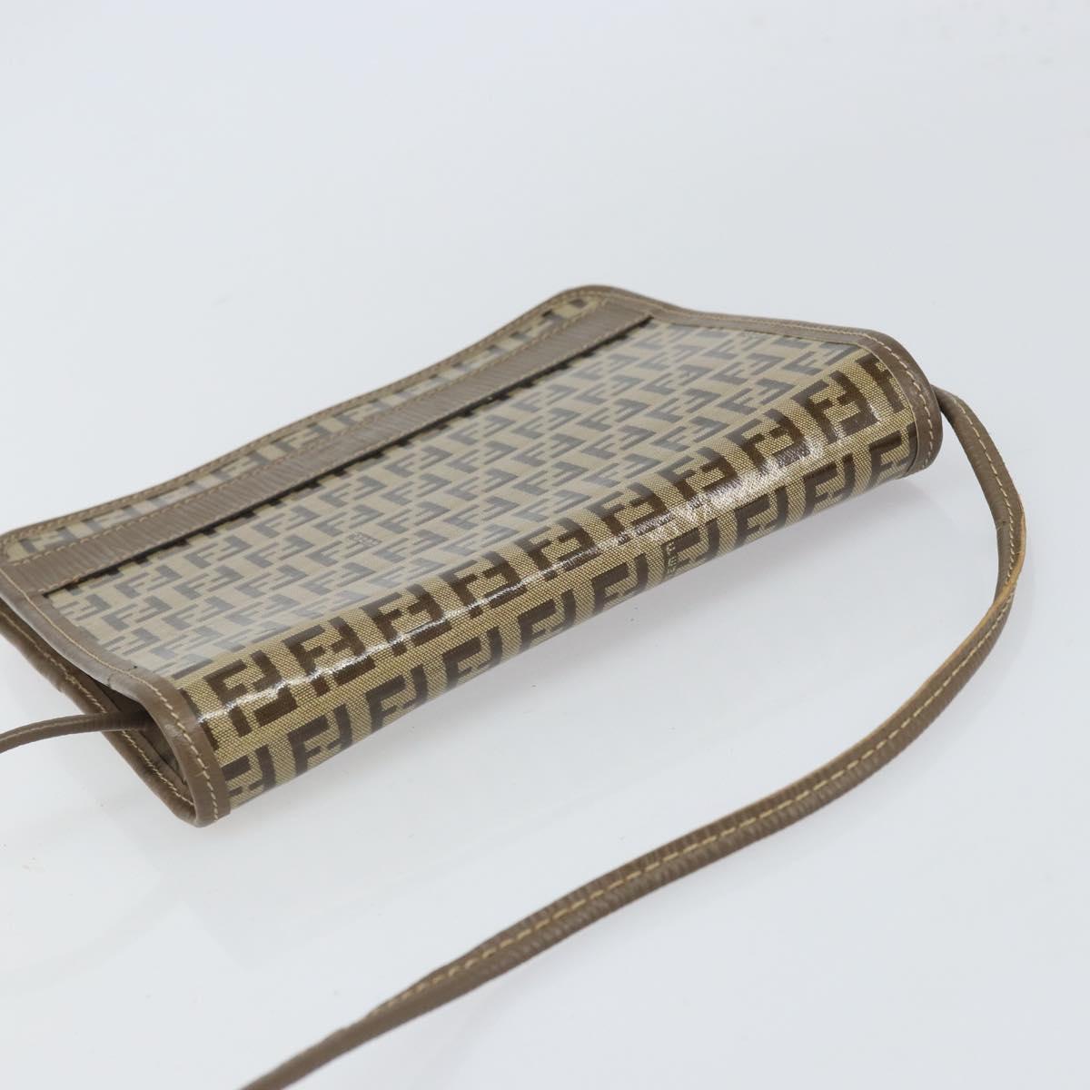 FENDI Zucchino Canvas Shoulder Bag Beige