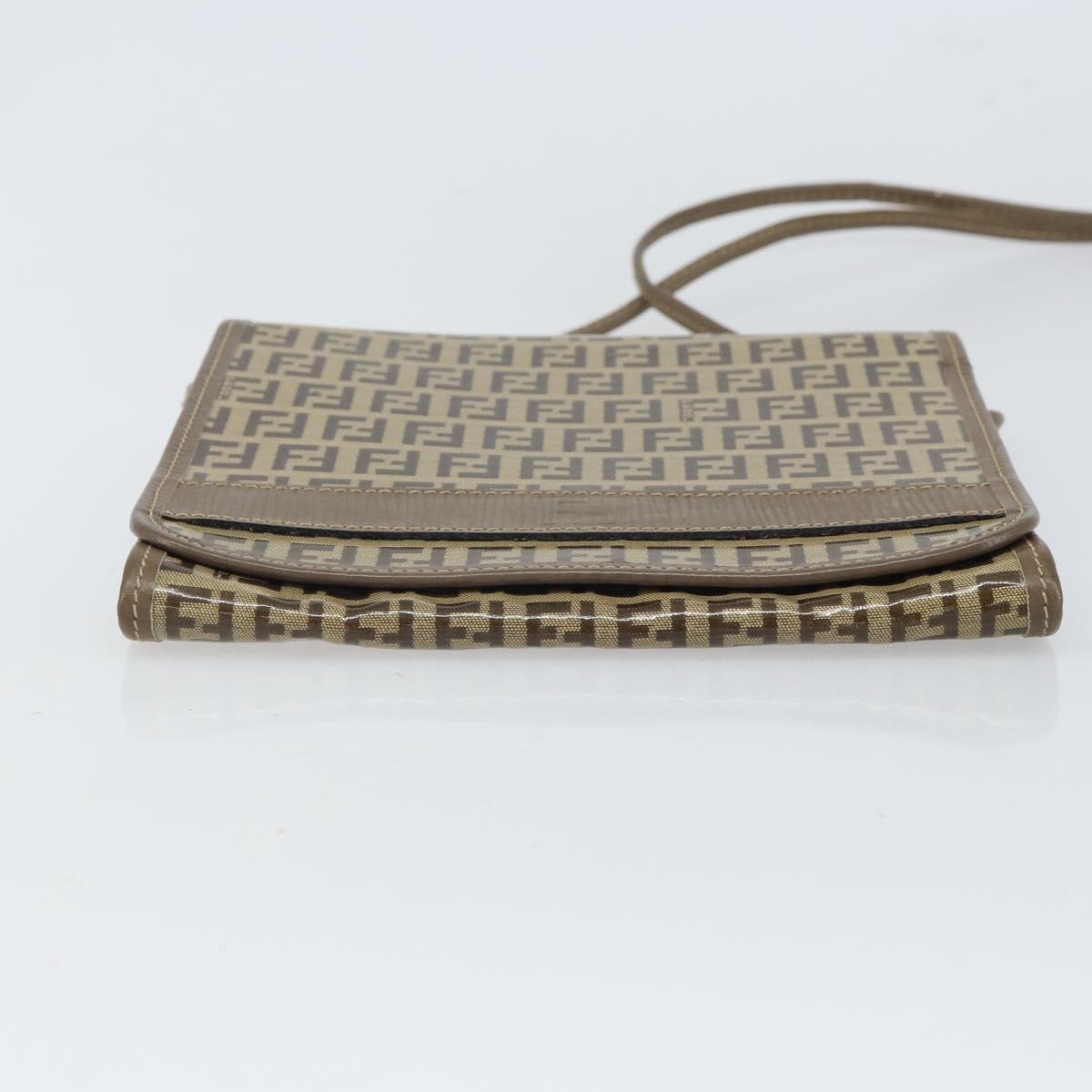 FENDI Zucchino Canvas Shoulder Bag Beige