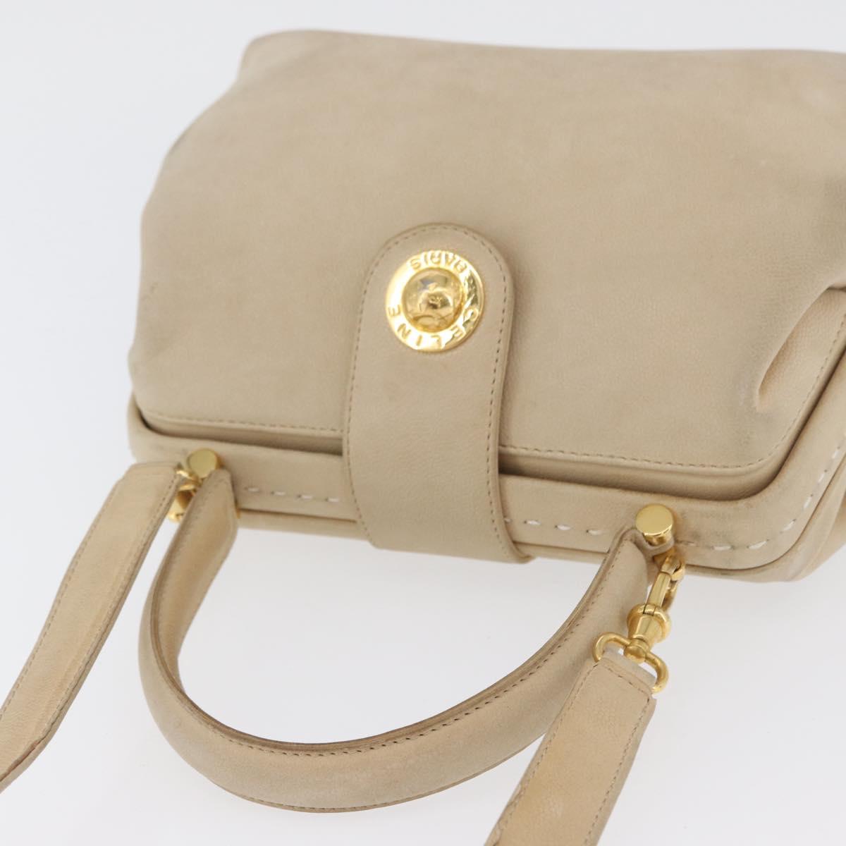 CELINE Hand Bag Leather 2way Beige Gold