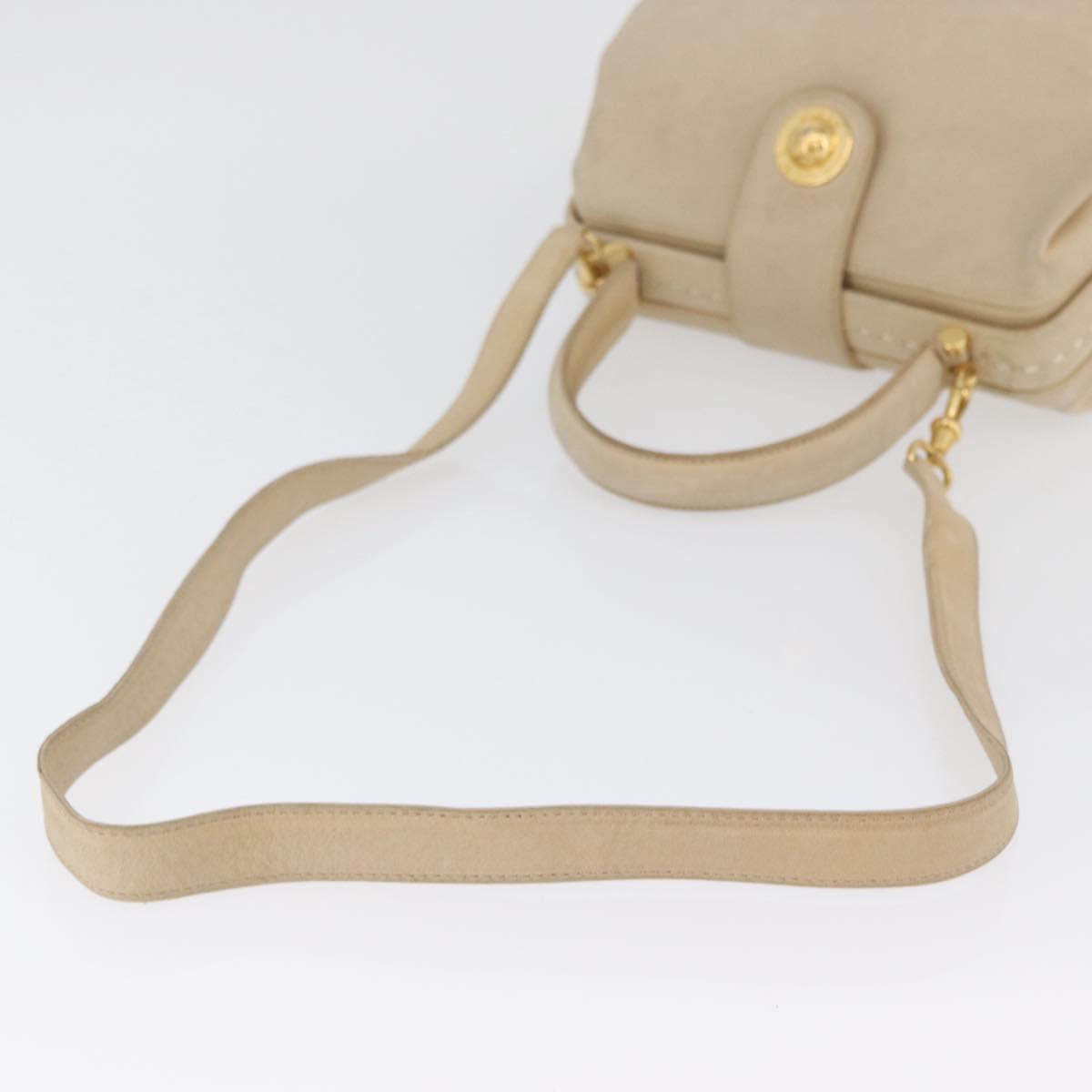 CELINE Hand Bag Leather 2way Beige Gold