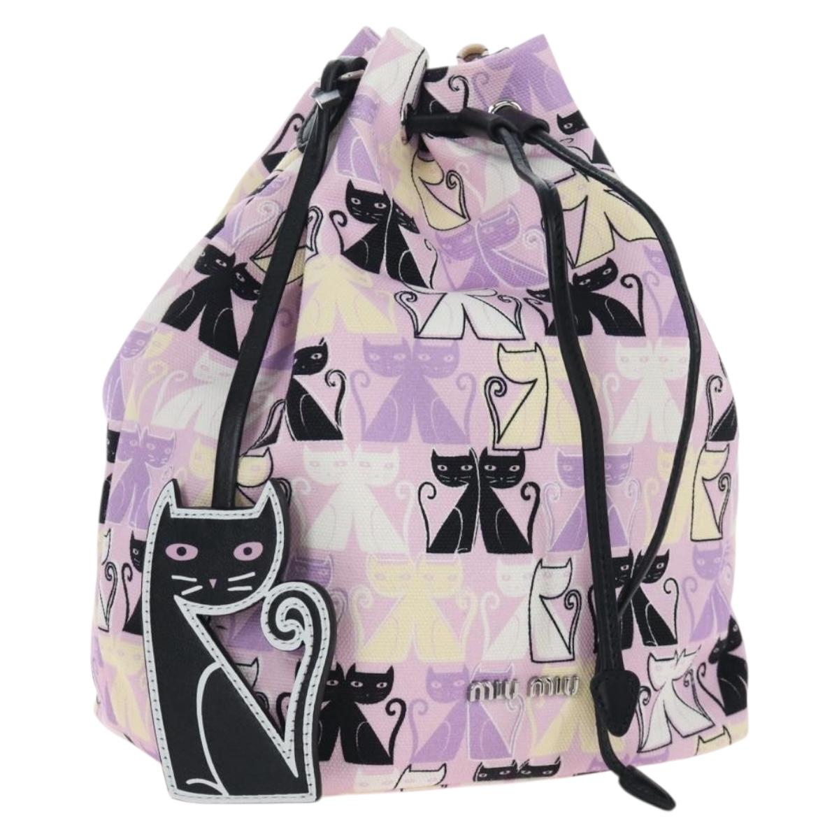 Miu Miu Pouch Canvas Pink Silver