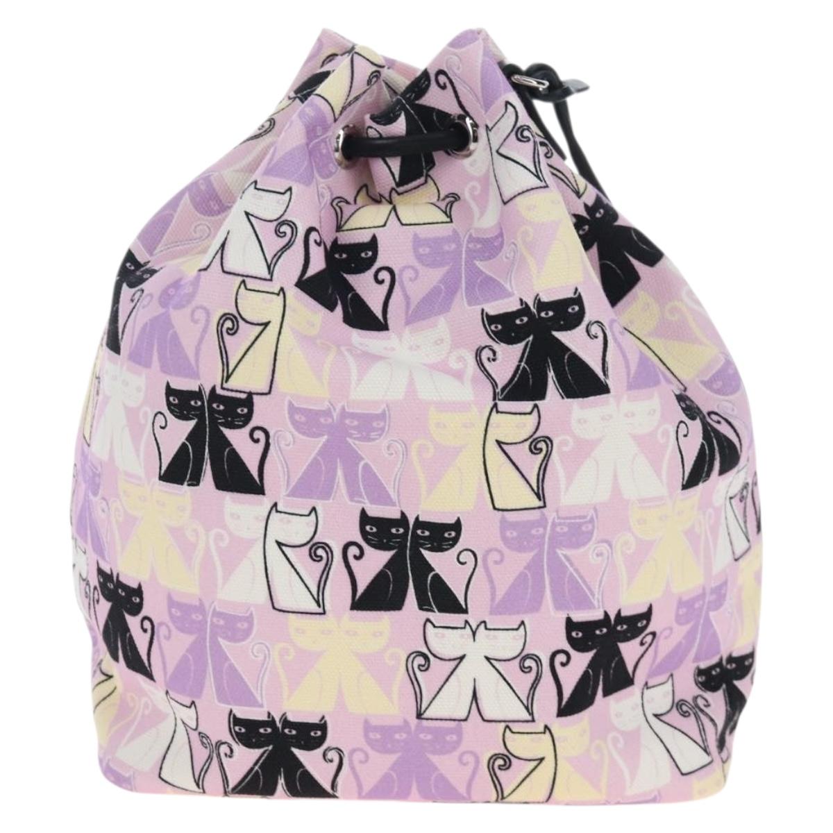 Miu Miu Pouch Canvas Pink Silver
