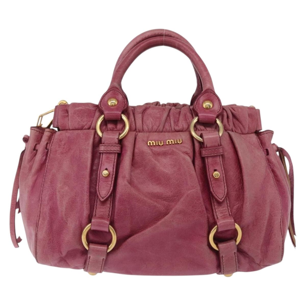 Miu Miu Hand Bag Leather 2way Pink Gold