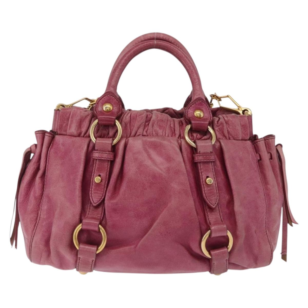 Miu Miu Hand Bag Leather 2way Pink Gold